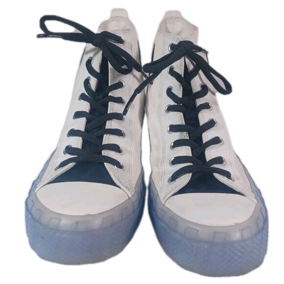 Men 14 Converse Chuck Taylor White Hi High Top Clear Translucent Blue Ice Soles - Picture 6 of 11